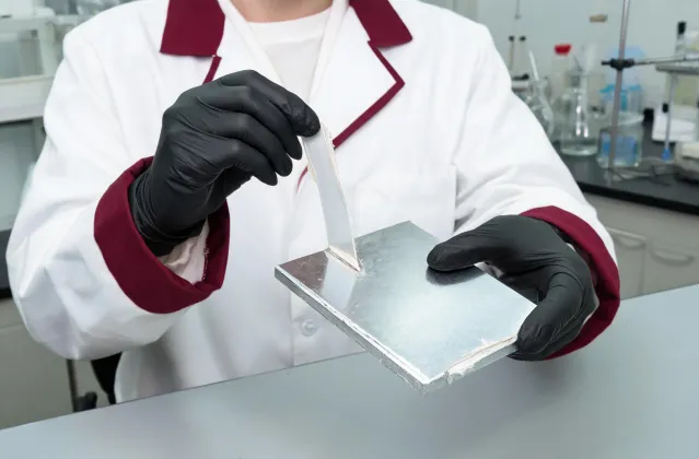 Laboratory adhesion peel testing of sealant on aluminum coupon
