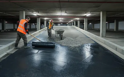 Parking garage traffic coating application